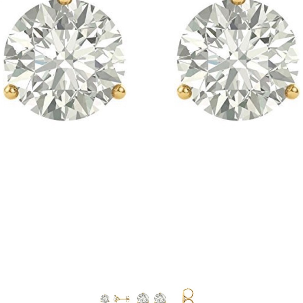 14k yellow gold martini studs moissanite 6mm